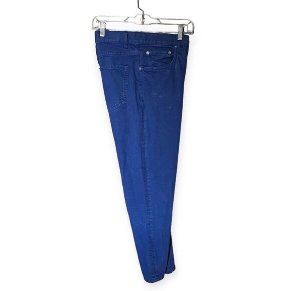 Zara Royal Blue Denim Button Fly Cropped Jeans Size 30 - Picture 1 of 9